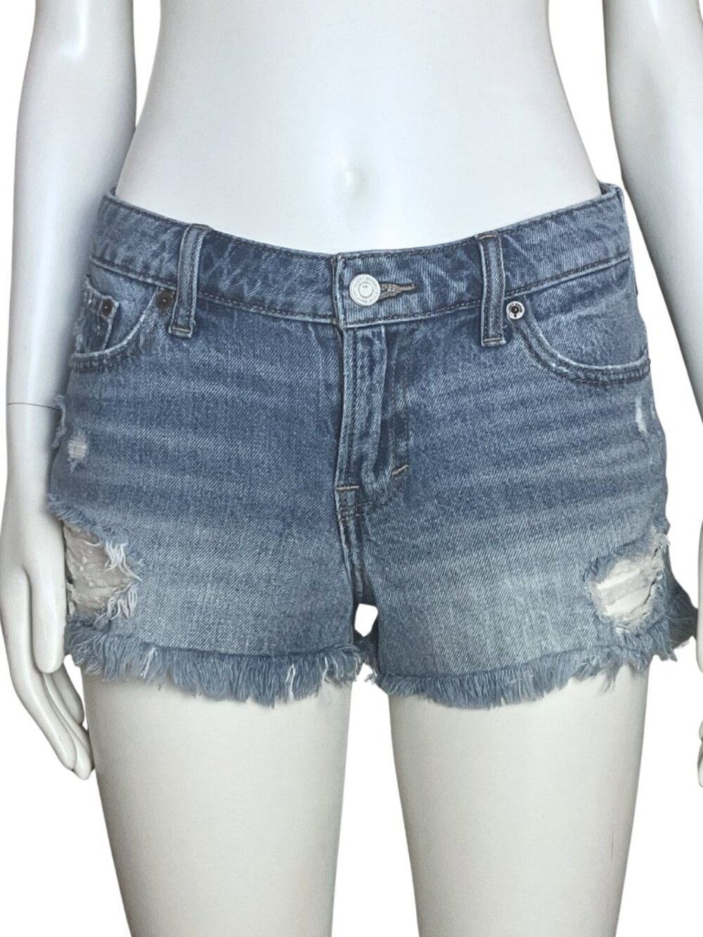 Lucky Brand Cut Off Distressed Denim Shorts. Size 0 25. Mid Rise Jean Jorts - Picture 3 of 13
